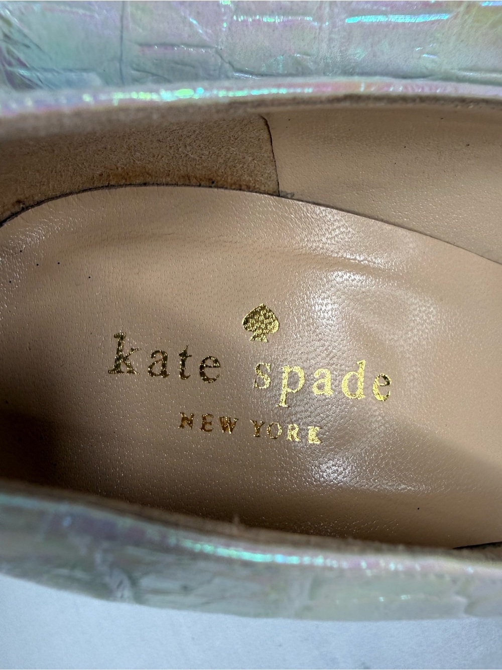 Kate Spade Iridescent Snake Skin Embossed Leather Pumps Heels Size 7 - Picture 8 of 13